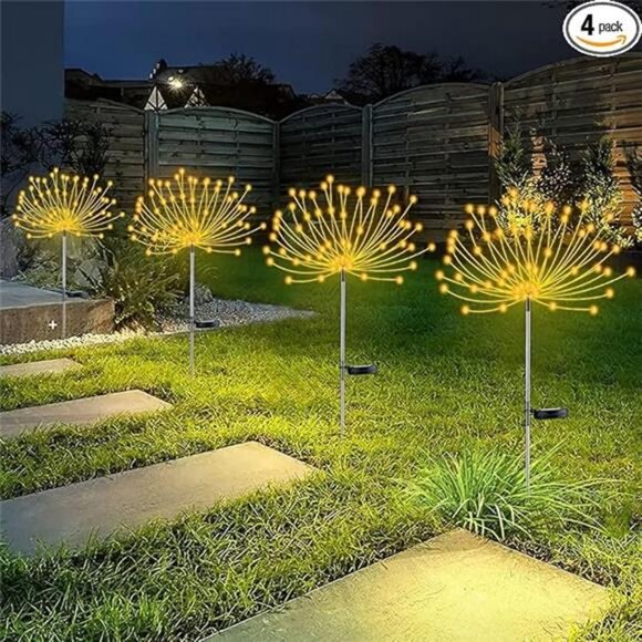 4 PCS Solar Firework Light, Outdoor Solar Garden Decorative Lights 120 LED - Picture 7 of 7